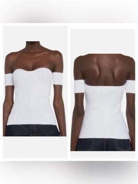 Helmut Lang Contour Rib Knit Top Size XS White NWT